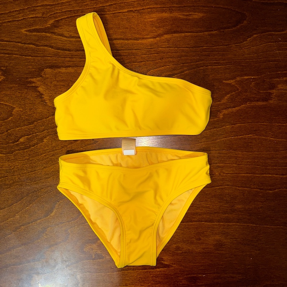 GB yellow one shoulder bikini set